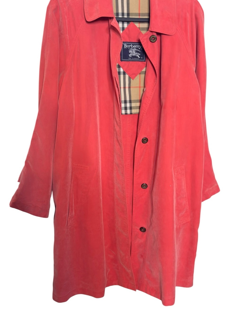 Burberry Fall Red Trench Coat with Classic Check Lining & Pockets sz XS - Picture 13 of 15
